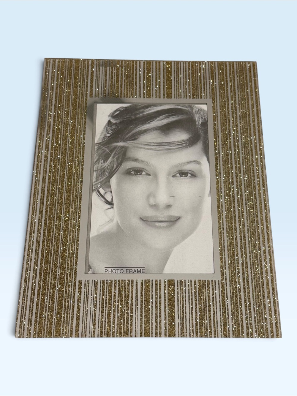 Glitter Striped Gold Photo Frame - 4x6 inch